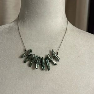 Green Biwa Freshwater Pearl Sterling Silver Necklace